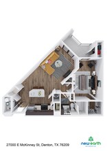 A4 1 Bed 1 Bath 2206 floor plan